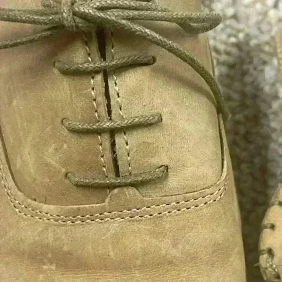 Natural Sport Italy Women's Mule Size 7 Wedge Heel Clog Tan Leather Lace Up Shoe - Picture 7 of 8